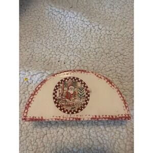 Vintage 1997 Magic Creations Santa's Workshop Ceramic Napkin Holder Red Cream